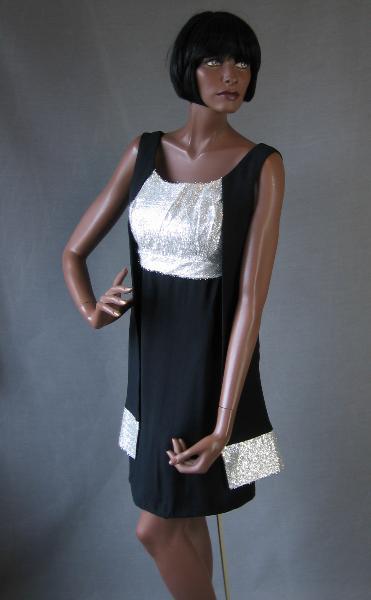 1960s Little Black Dress LBD with silvery bodice