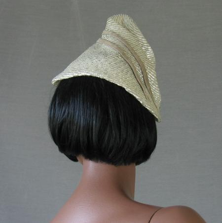 30s 40s Vintage Women's Hat Silver Whimsy Conical Assymetrical VFG