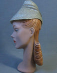 30s Whimsy Hat 40s Vintage Silver Conical Assymetrical Women's Hat VFG