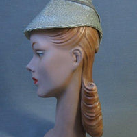 30s 40s Vintage Women's Hat Silver Whimsy Conical Assymetrical VFG