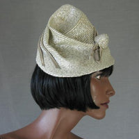 30s 40s Vintage Women's Hat Silver Whimsy Conical Assymetrical VFG