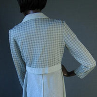 back view of silver houndstooth 70s bomber jacket