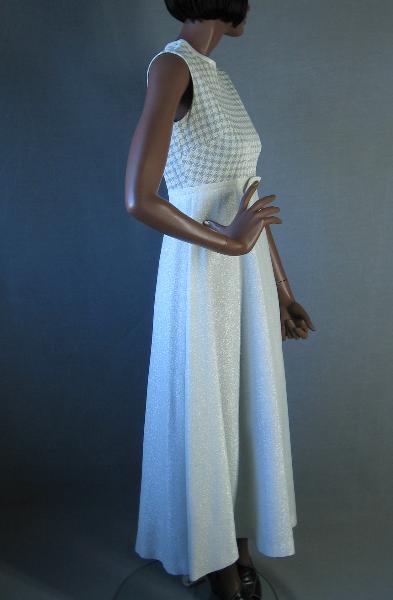 70s Vintage Silver White Lurex Maxi Dress and Cropped Jacket Outfit Sm Mags Rags 70s Vintage Silver White Lurex Maxi Dress and Cropped Jacket Outfit Sm Mags Rags