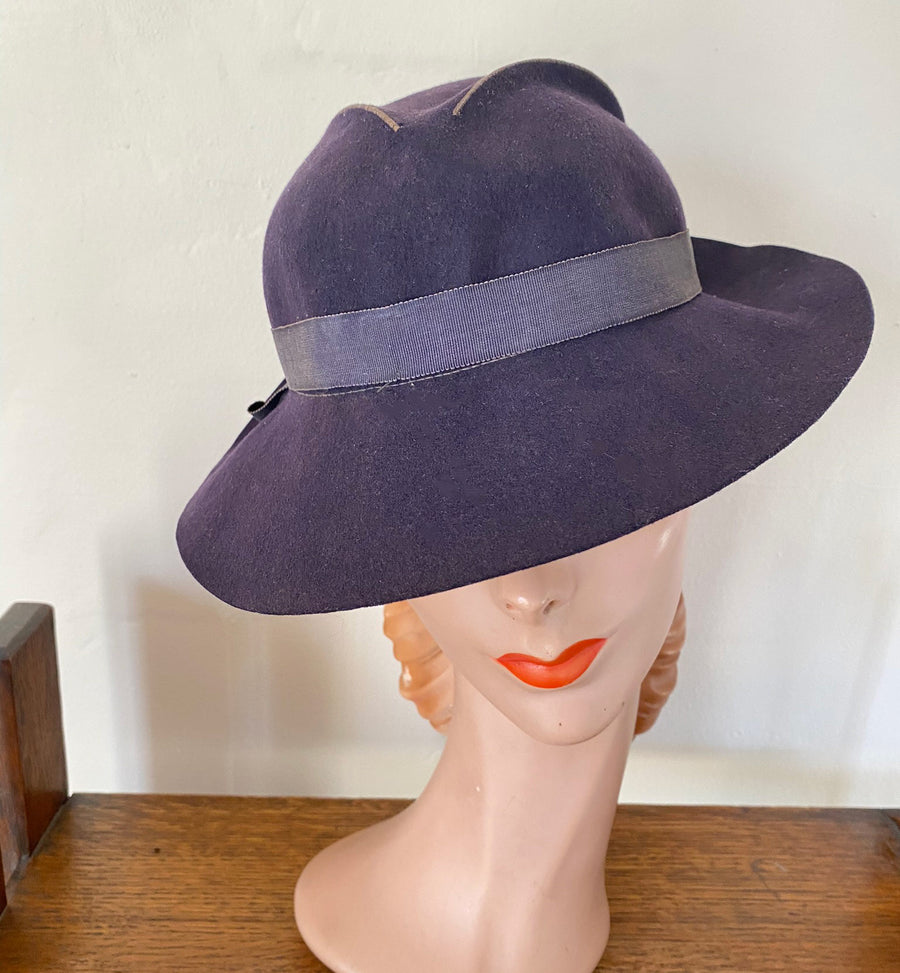 1930s brimmed women's fedora hat