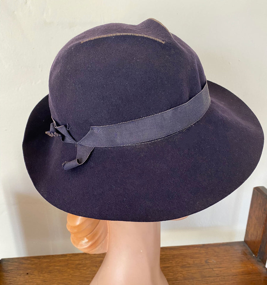 side view, 30s low crown sluch hat for women