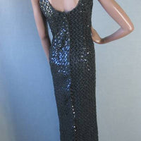 back view, 1960s vintage sequinned long dress