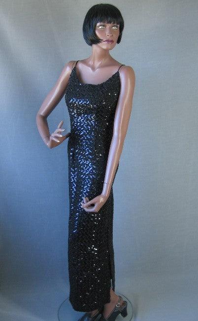 floor length fully sequinned party dress LBD