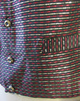 detail, gold red black metallic weave men's vest