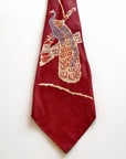 40s vintage necktie featuring peacock on a thorny branch