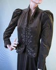 1970s Boho couture brown velveteen Edwardian style jacket