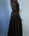 side view, 70s Edwardian style skirt and jacket set