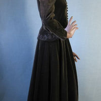 side view, 70s Edwardian style skirt and jacket set
