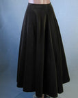 brown velveteen skirt, flared midi length