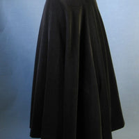 brown velveteen skirt, flared midi length