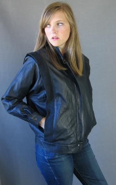 1980s leather cafe racer jacket with suede trim