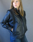 1980s leather cafe racer jacket with suede trim