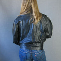 80s cropped leather bomber jacket 