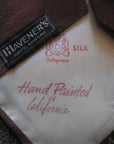 40s handpainted necktie label, Hollyvogue Silk Hand Painted in California