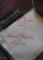 40s handpainted necktie label, Hollyvogue Silk Hand Painted in California