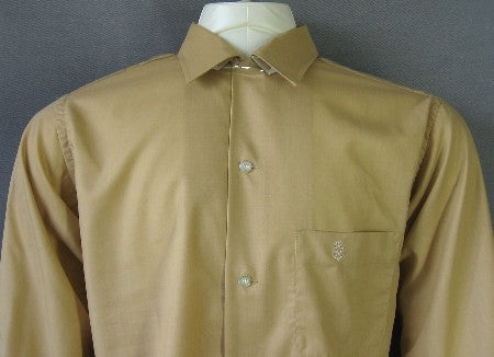 closer view, collar and pocket of vintage 60s shirt, harvest gold