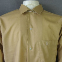 closer view, collar and pocket of vintage 60s shirt, harvest gold