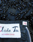 Women's 60s Cocktail Dress Vintage Fully Beaded Elsie Tu Hong Kong Medium VFG