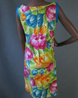 back view, fitted sun dress floral tulip print