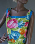 bodice, 1960s vintage tulip print dress