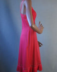 side view, 50s vintage red nylon slip