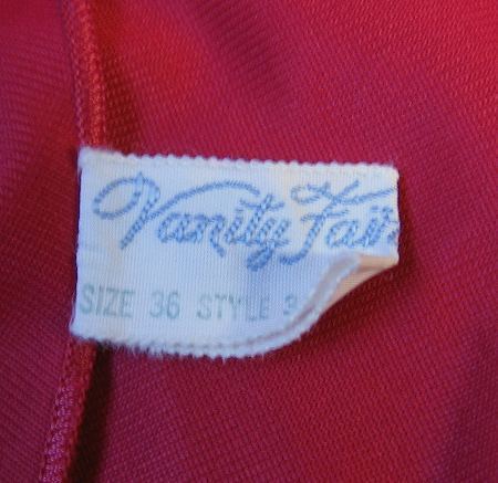 1950s Vanity Fair vintage slip label