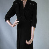 vintage 1940s black velvet winter cocktail dress