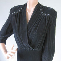 vintage 40s button trimmed velvet dress