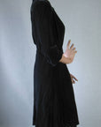 side of 40s black velvet dress