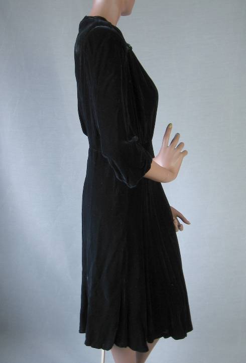 side of 40s black velvet dress