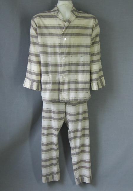 vintage 1950s mens plaid stripey pajama shirt and pants