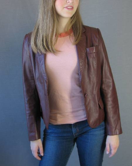 70s leather fit and flare jacket, open