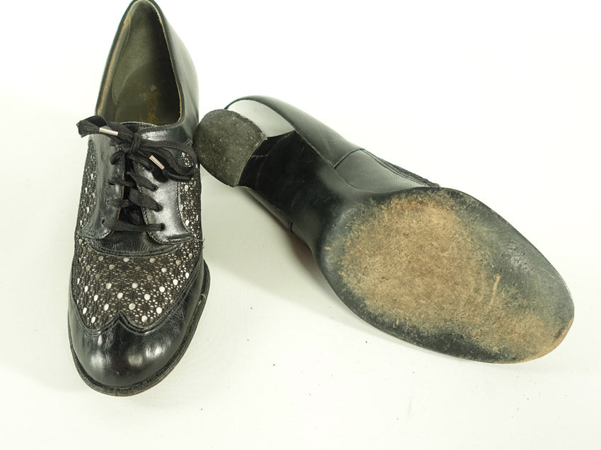 heel cap and soles of oxford heeled shoes