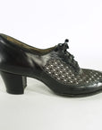 silhouette view of 50s mesh and leather oxford heels