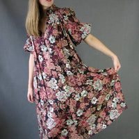 70s floral print dress, loose