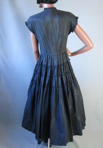 back view, 50s party dress with tiered full skirt