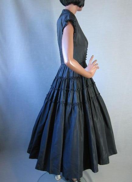 side view of 50s fit and flare cocktail dress