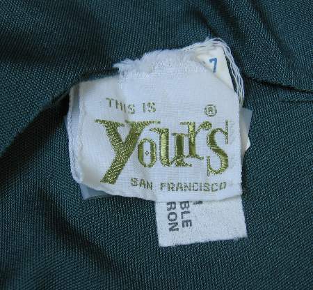 70s green maxidress label, This Is Yours San Francisco